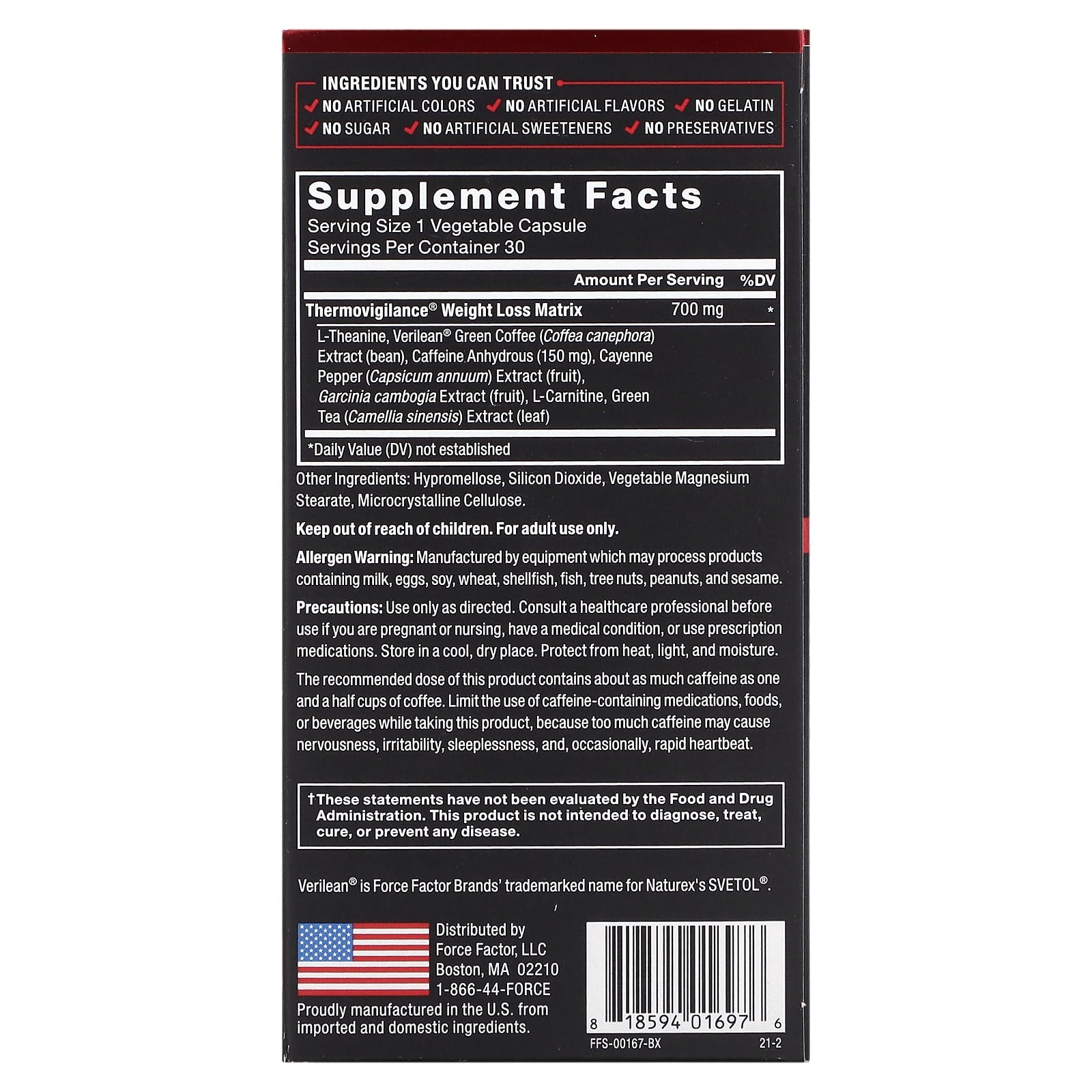 *Force Factor,LeanFire,快速起效輕體配方,30粒素食膠囊