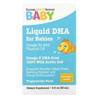 California Gold Nutrition, 嬰兒 DHA,含維生素 D3 和 EPA 的 Omega-3,1050 微克,2 液量盎司(59 毫升)