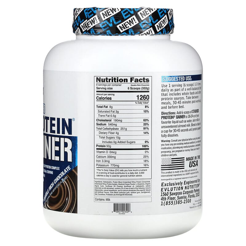*EVLution Nutrition,堆疊蛋白質增益劑,雙重巧克力,6磅(2.72公斤)