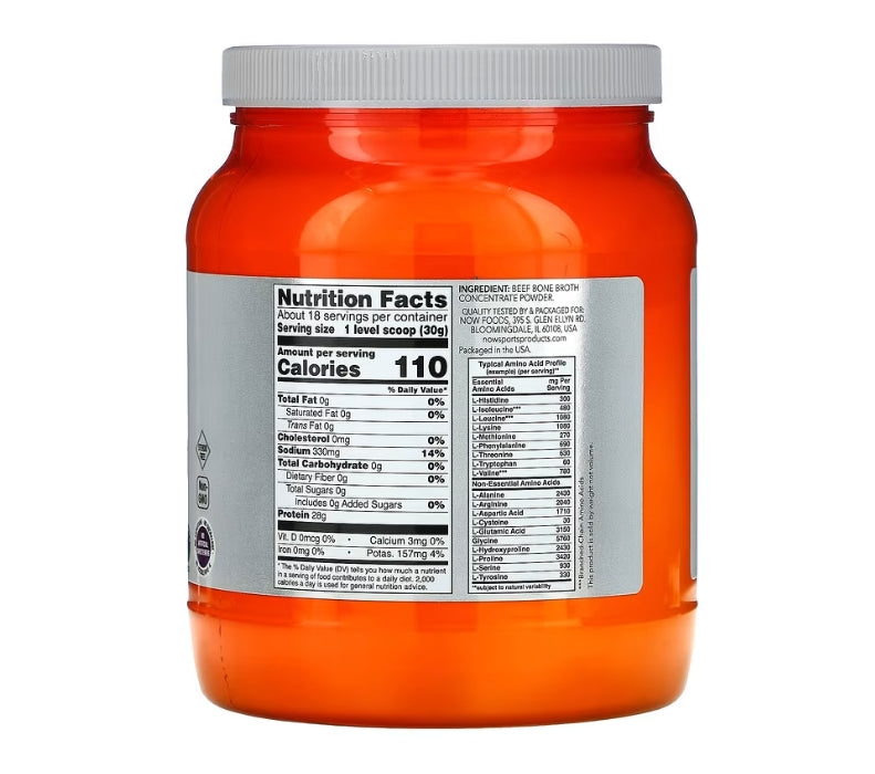 NOW Foods, 運動,牛骨湯,蛋白質粉,1.2 磅,(544 克)