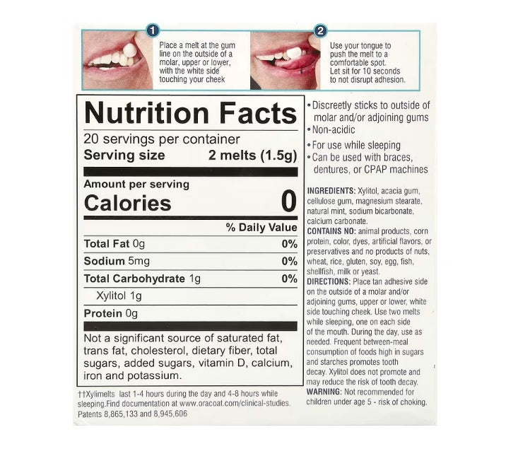 OraCoat, XyliMelts 口乾緩解片,淡味薄荷味,40 片