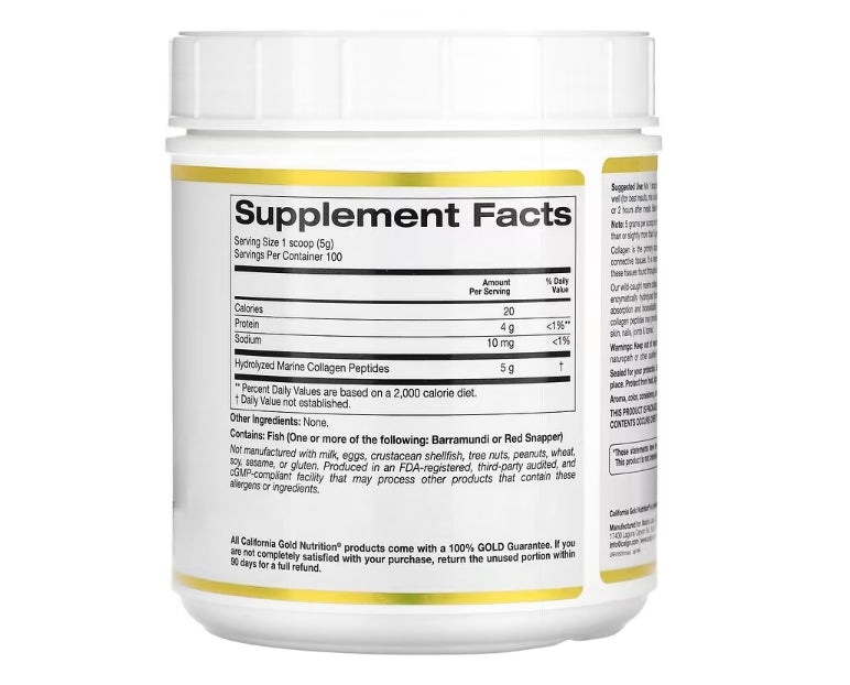 *California Gold Nutrition, 水解海洋膠原蛋白多肽,天然原味,17.64 盎司(500 克)