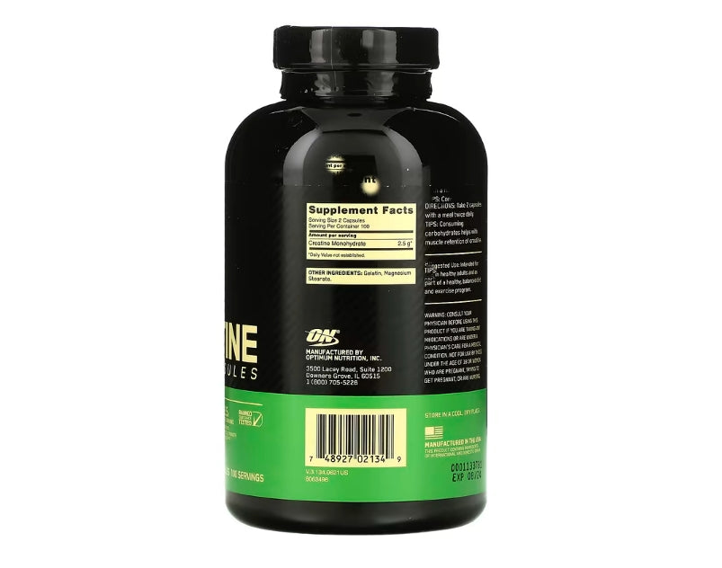 *Optimum Nutrition, Micronized Creatine Capsules, 2.5 g, 200 Capsules (1.25 g per Capsule )
