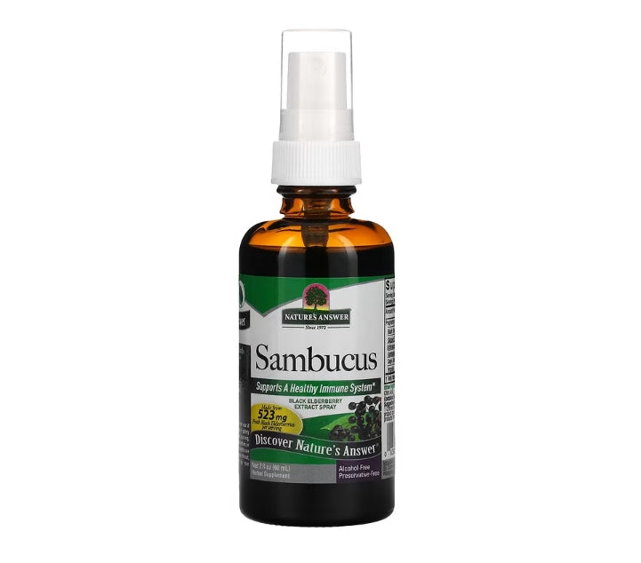 Nature's Answer, Sambucus, Black Elderberry Extract Spray, Alcohol-Free, 2 fl oz (60 ml)
