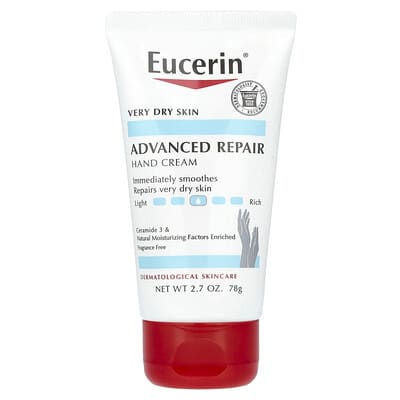 *Eucerin, Advanced Repair Hand Cream, Very Dry Skin, Fragrance Free, 2.7 oz (78 g)