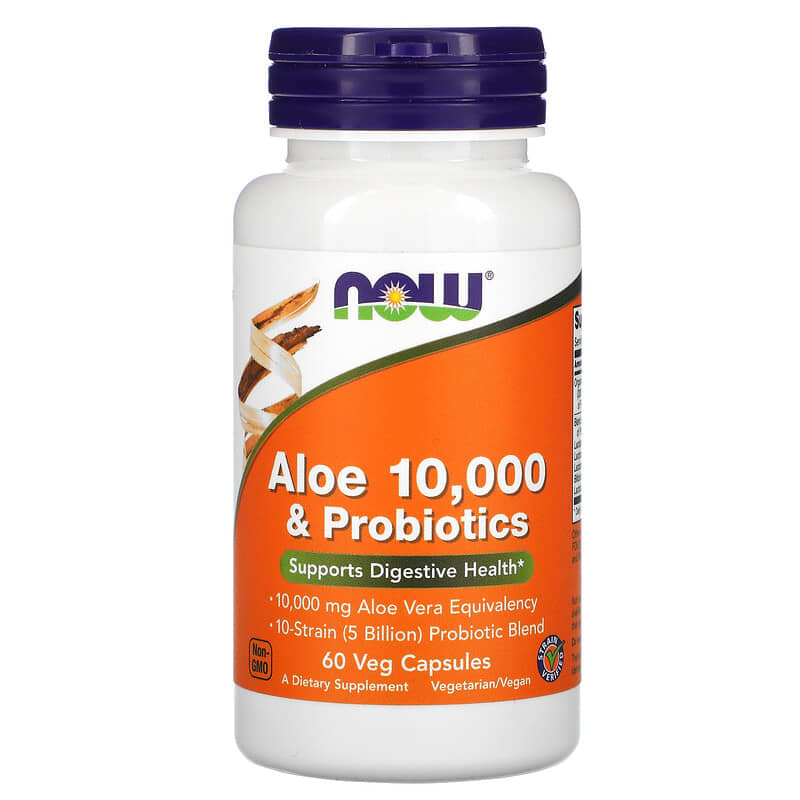 *NOW Foods, Aloe 10,000 & Probiotics, 60 Veg Capsules