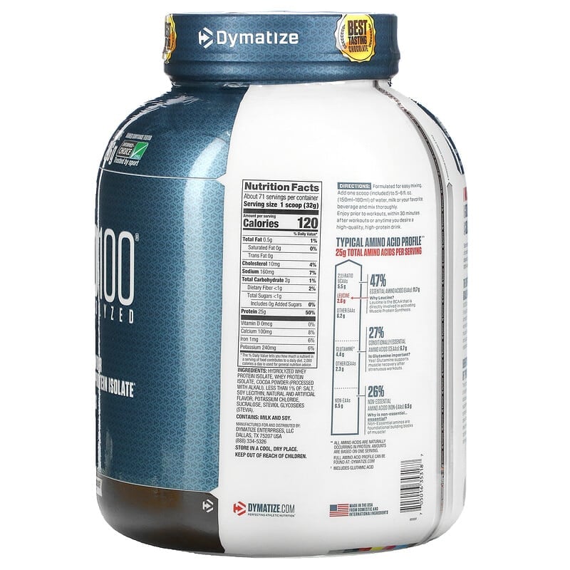 Dymatize,ISO 100 急,全乳清分離蛋白,美味巧克力,5 磅(2.3 公斤)