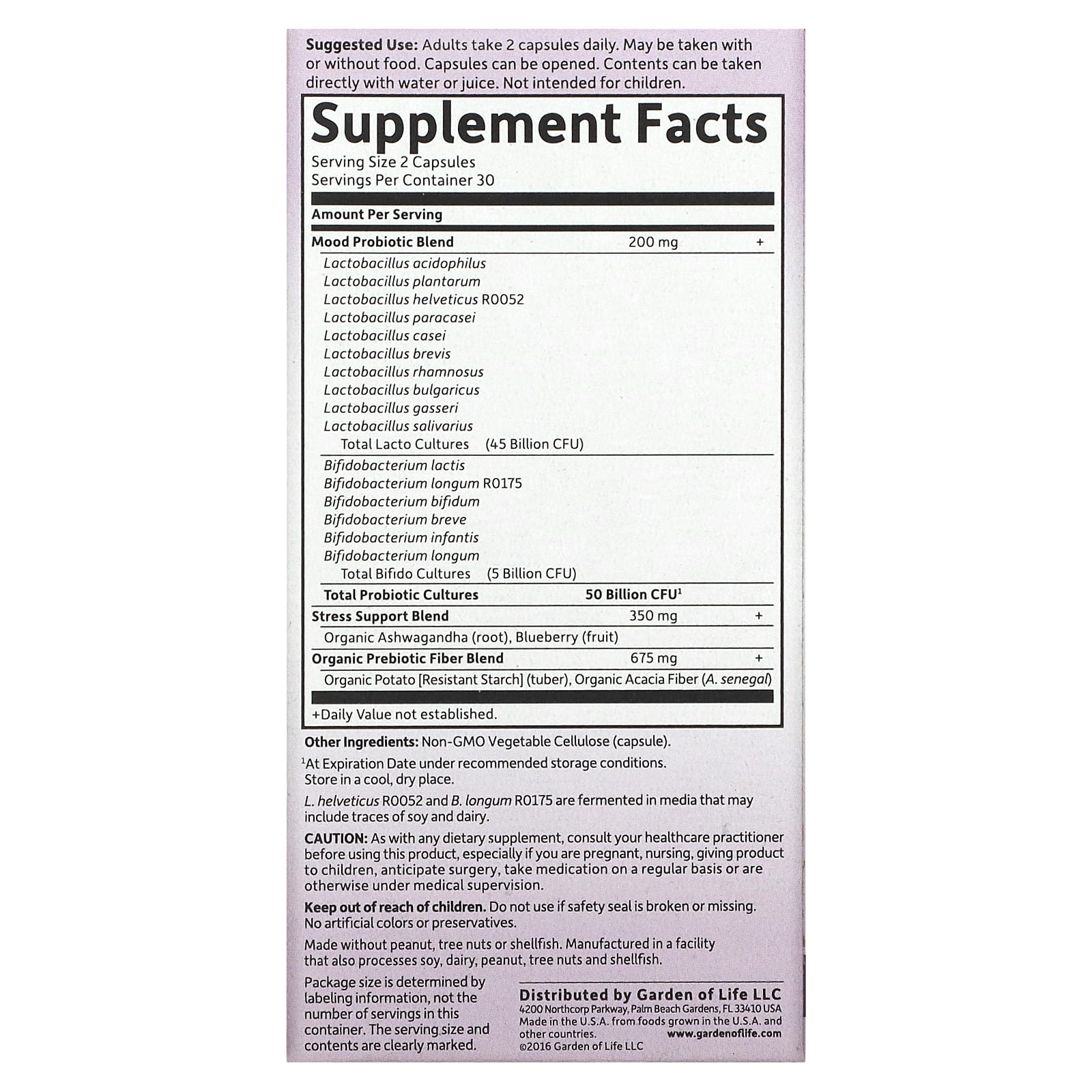 *Garden of Life, 博士配方益生菌,情緒+,60 粒素食膠囊