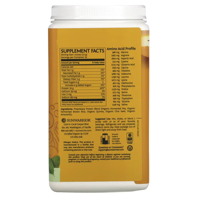 Sunwarrior, Protein Classic Plus,植物基,天然,1.65 磅(750 克)