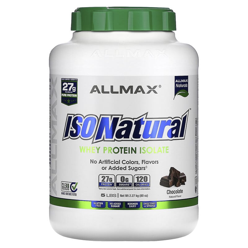 ALLMAX,IsoNatural,分離乳清蛋白,巧克力味,5磅IsoNatural,乳清分離蛋白,巧克力,(2.27公斤)