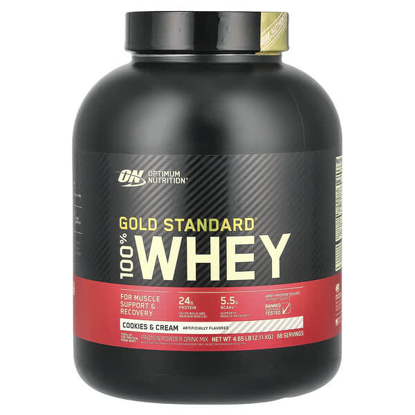 Optimum Nutrition, 金標準全乳清蛋白,餅乾和奶油味,4.63 磅(2.1 千克)