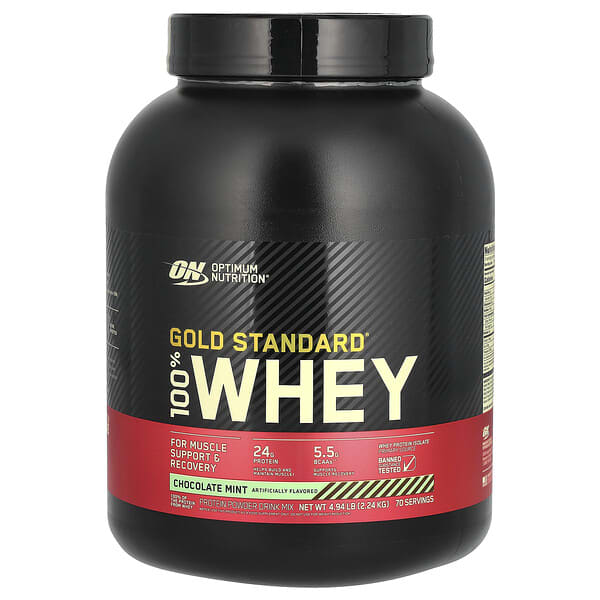 Optimum Nutrition, Gold Standard 全乳清蛋白,巧克力薄荷味,4.94 磅(2.24 千克)