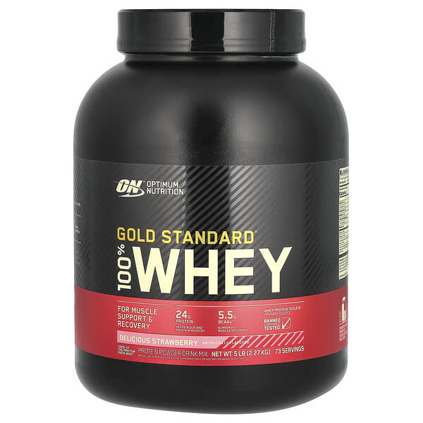 Optimum Nutrition, Gold Standard 全乳清蛋白,美味草莓味,5 磅(2.27 千克)
