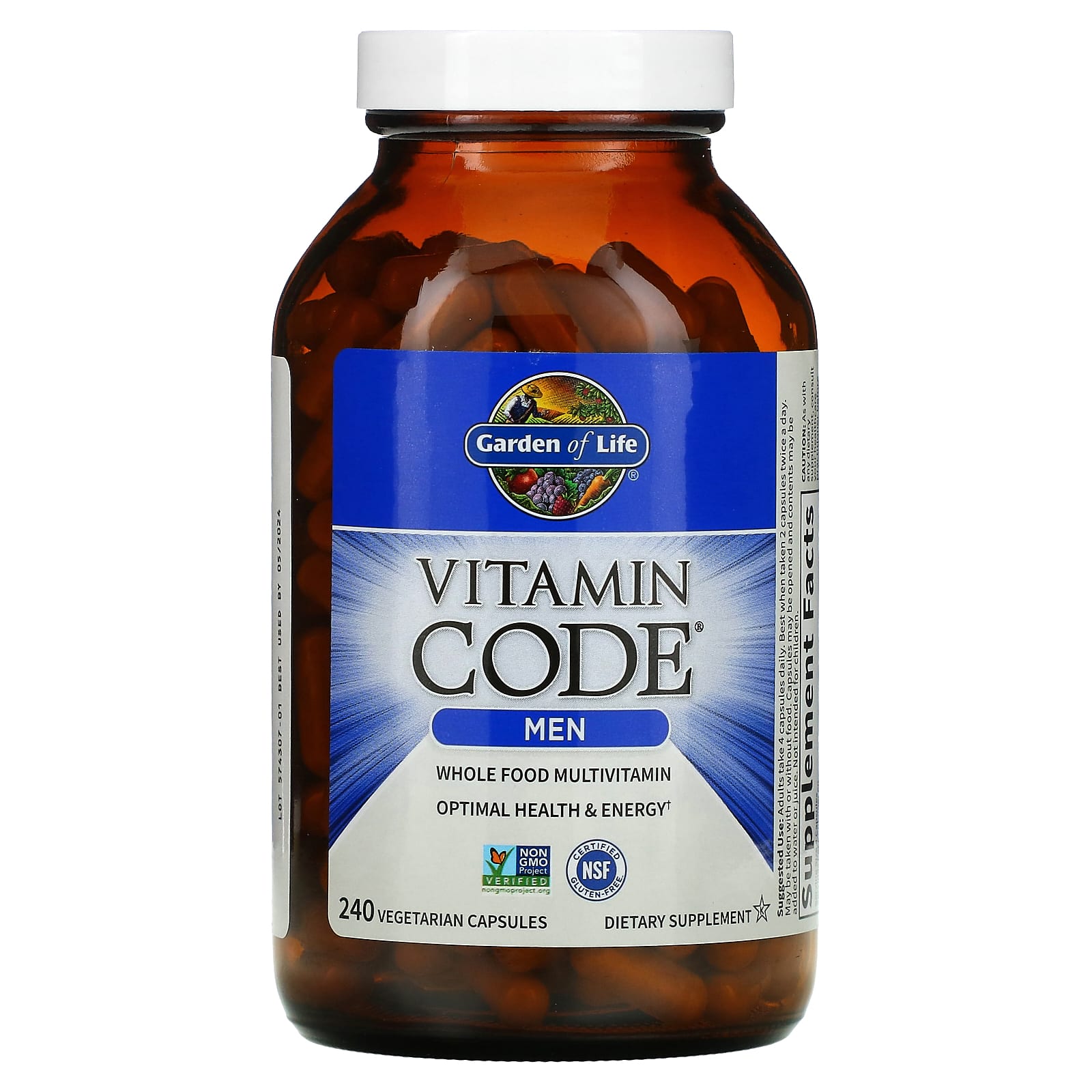 *Garden of Life, Vitamin Code, Whole Food Multivitamin for Men, 240 Vegetarian Capsules