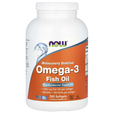NOW Foods, Omega-3 魚油,2000 毫克,500 粒魚軟凝膠(每粒軟凝膠 1,000 毫克)