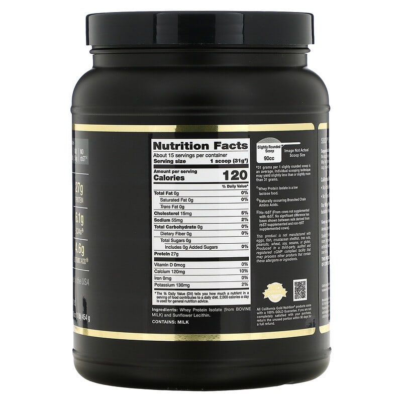 *California Gold Nutrition,運動系列 - 分離乳清蛋白,1磅,16盎司(454克)(無味)