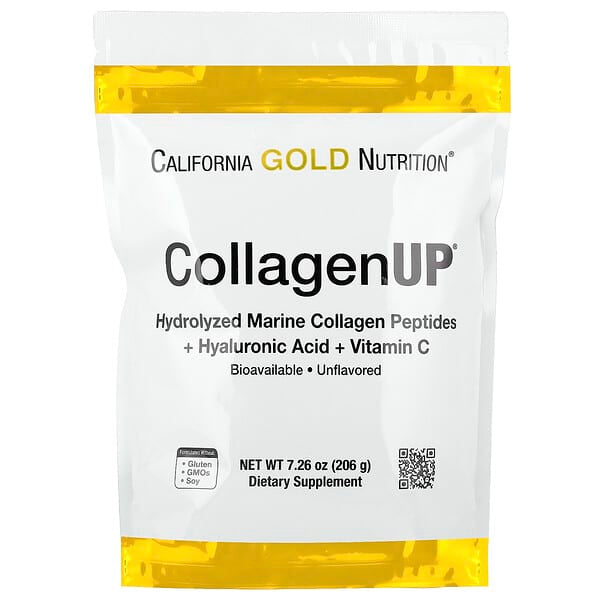 *California Gold Nutrition, CollagenUP®,水解海洋膠原蛋白肽 + 透明質酸和維生素 C,原味,7.26 盎司(206 克)