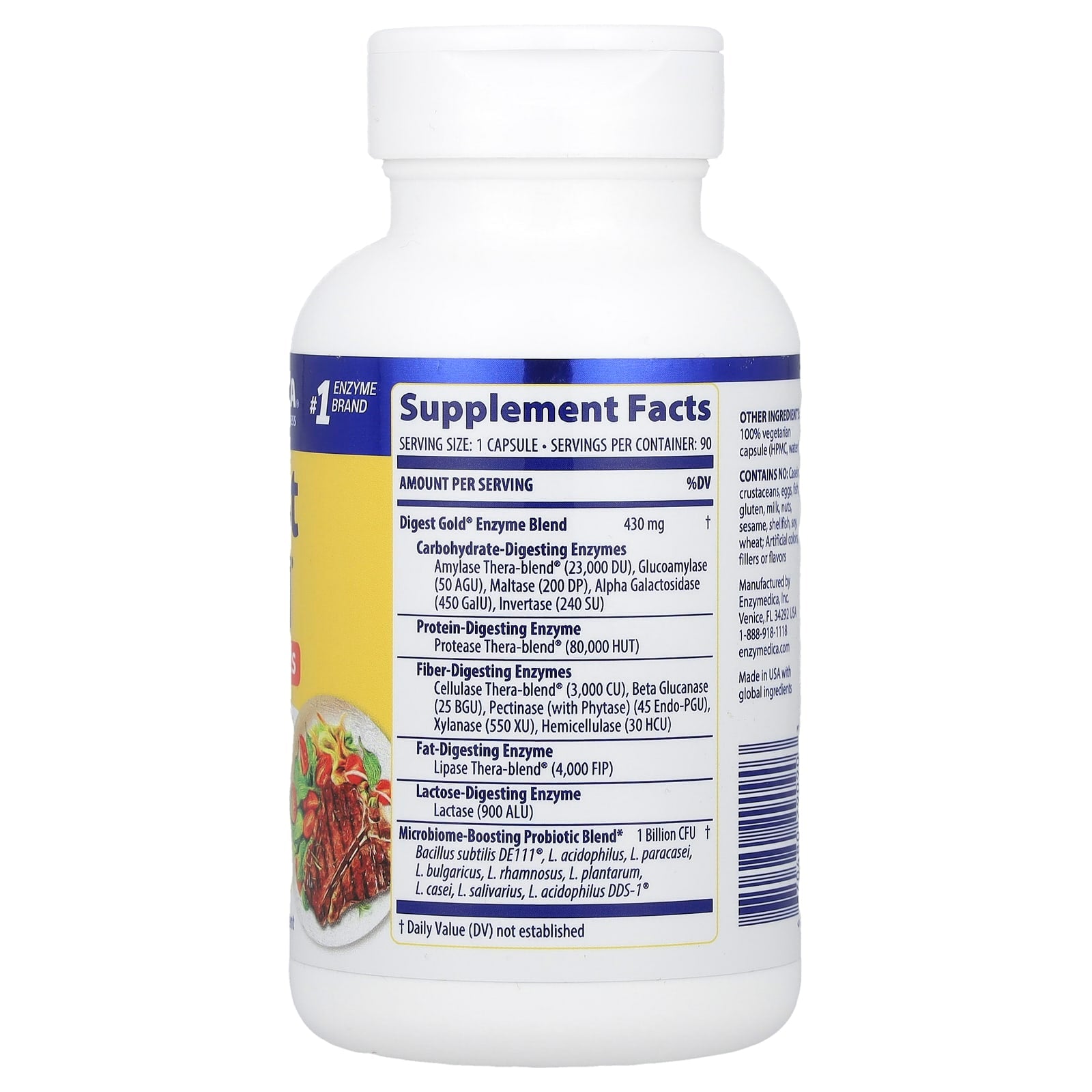 Enzymedica, Digest Gold,+益生菌,90 粒膠囊