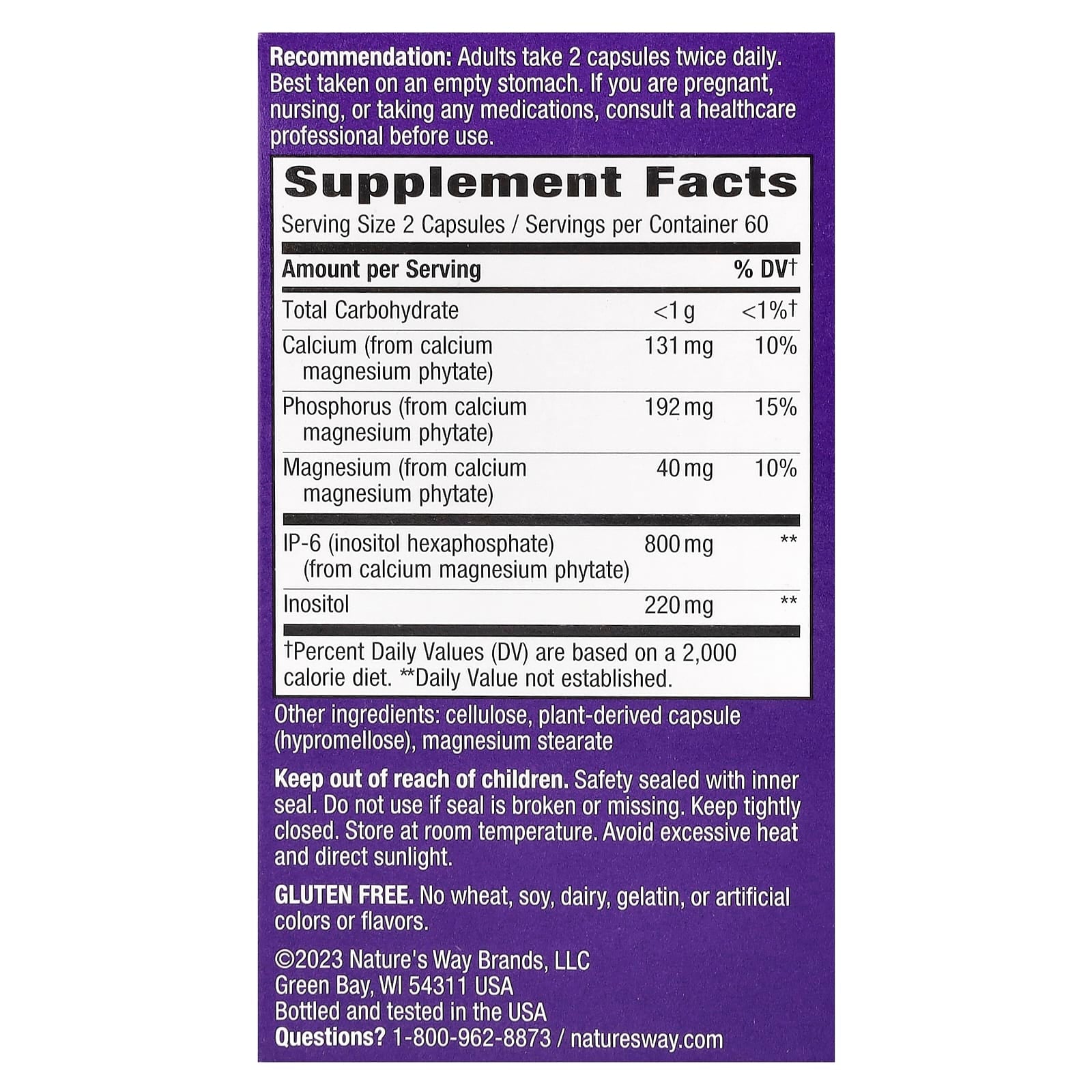 Nature's Way, Cell Forté,IP-6 和肌醇,120 粒素食膠囊