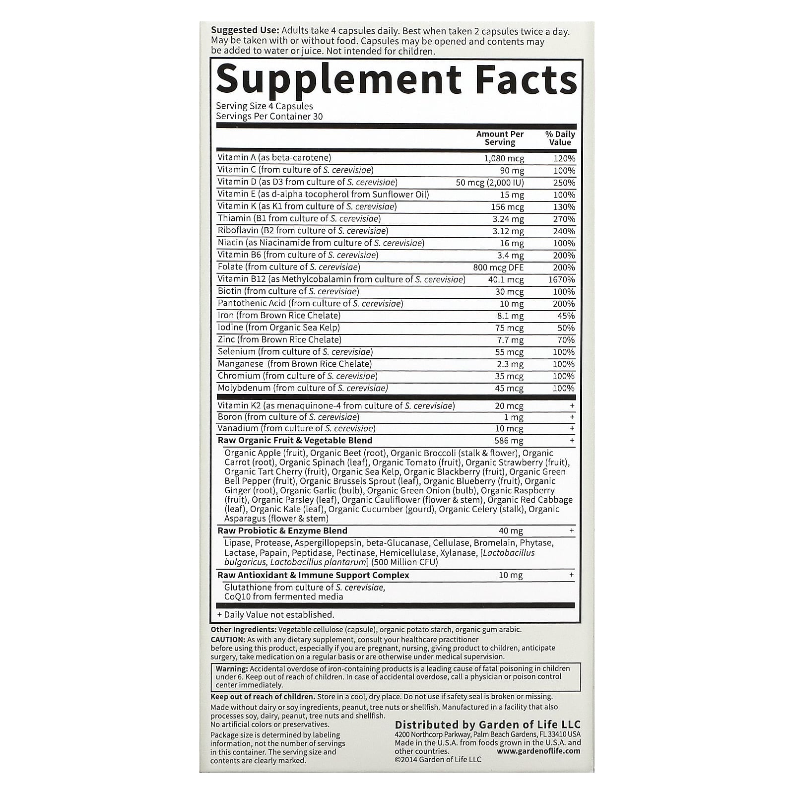 *Garden of Life, Vitamin Code, Whole Food Multivitamin for Women, 120 Vegetarian Capsules