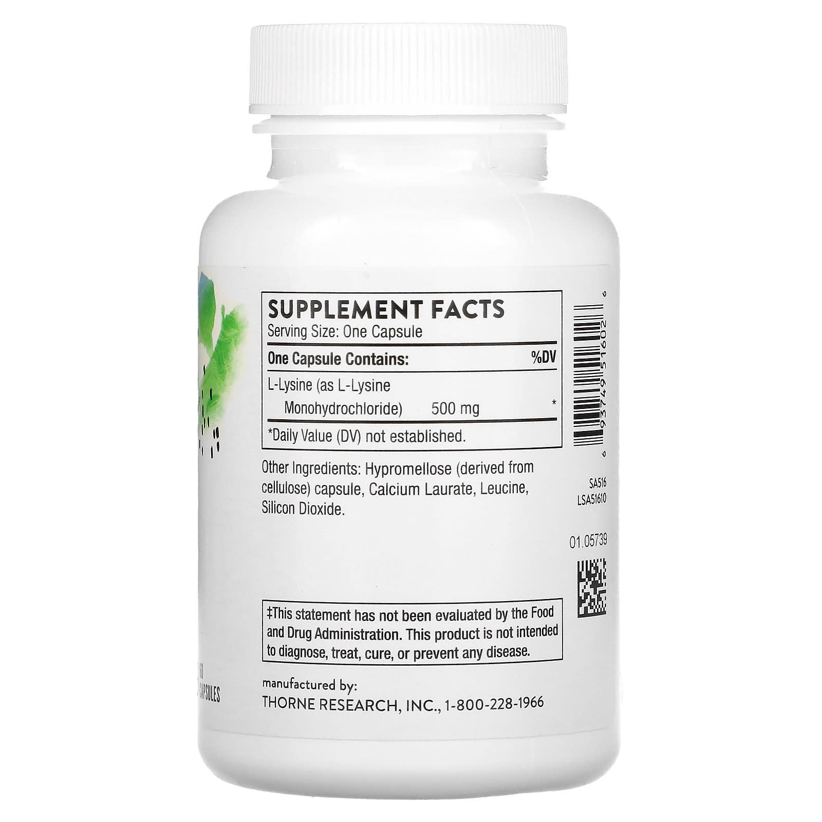 Thorne, L-賴氨酸,60 粒膠囊