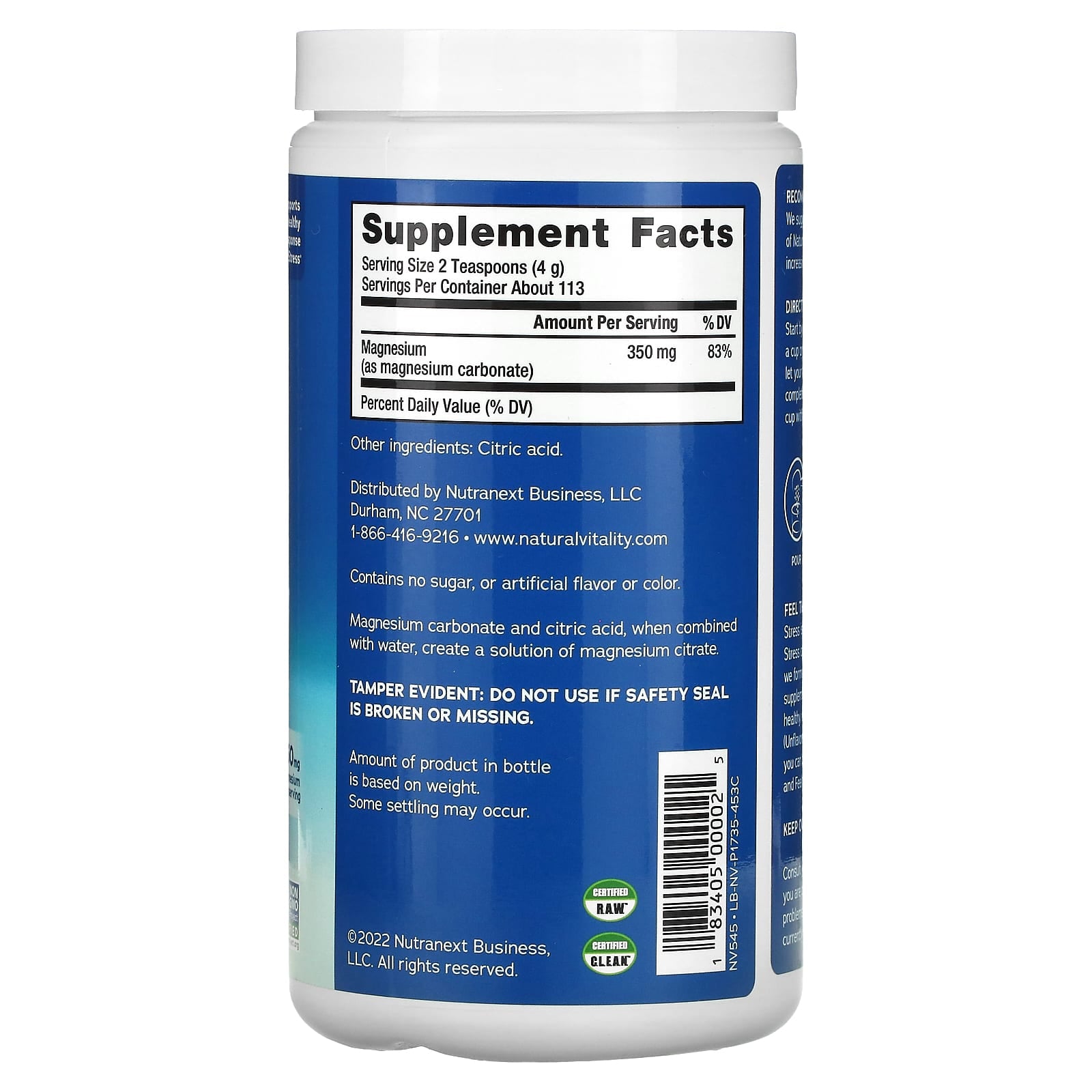 Natural Vitality, CALM, Magnesium Supplement Drink Mix, Original Unflavored, 16 oz (453 g)