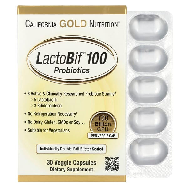 California Gold Nutrition, LactoBif® 100 益生菌,1000 億 CFU,30 粒素食膠囊