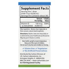 Carlson, Super Daily® D3, 100 mcg (4,000 IU), 0.35 fl oz (10.3 ml)