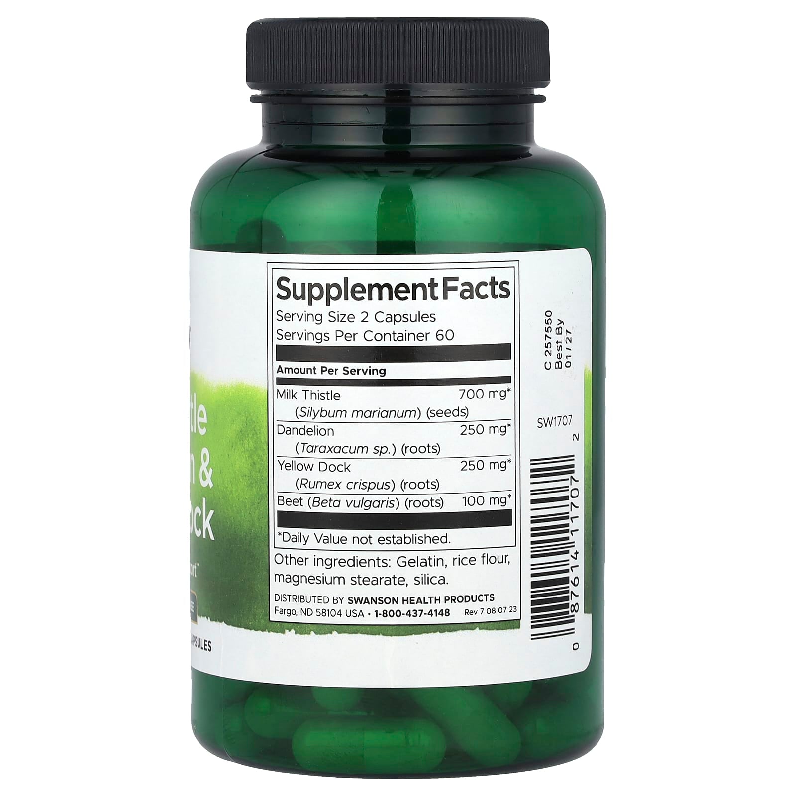 Swanson, Milk Thistle Dandelion & Yellow Dock, 120 Capsules