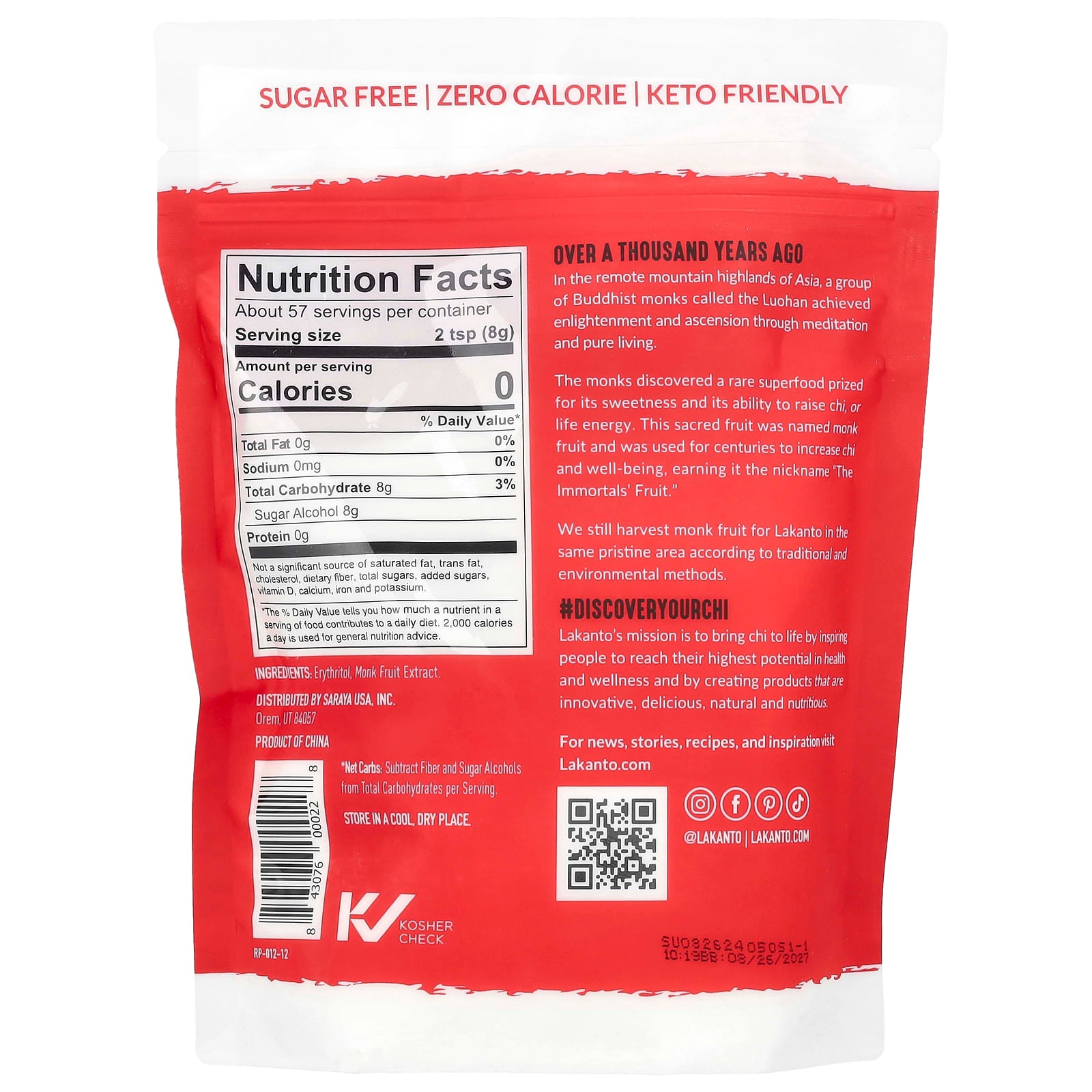 *Lakanto, Monkfruit Sweetener with Erythritol, Classic, 16 oz (454 g)