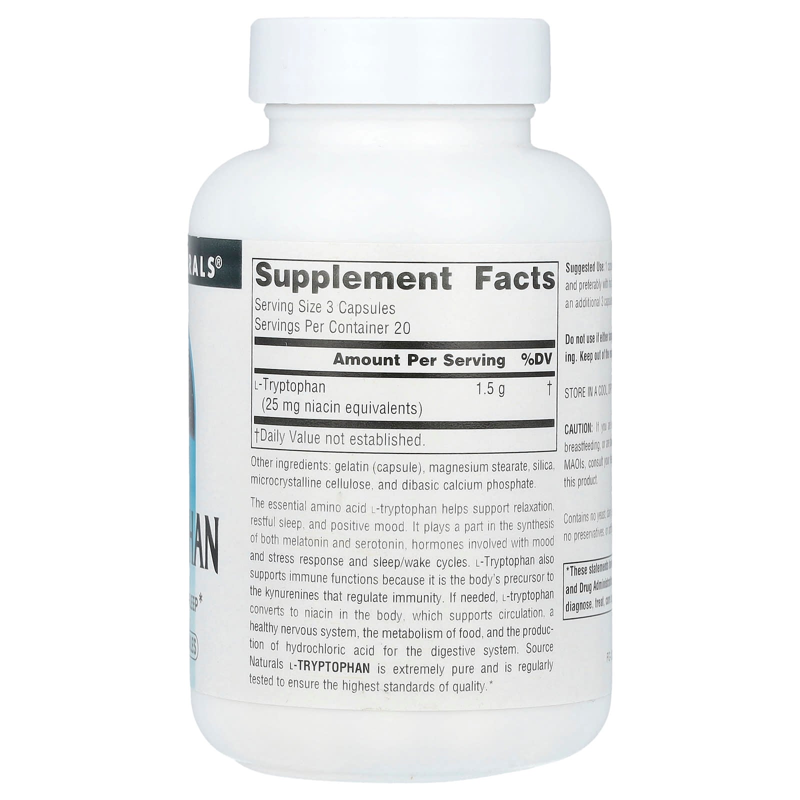 Source Naturals, L-Tryptophan, 500 mg, 60 Capsules