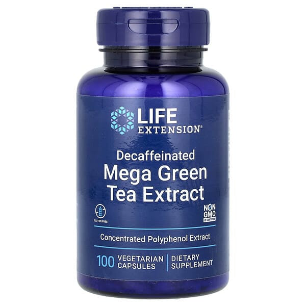 Life Extension, 超級綠茶提取物,脫因,725 毫克,100 粒素食膠囊