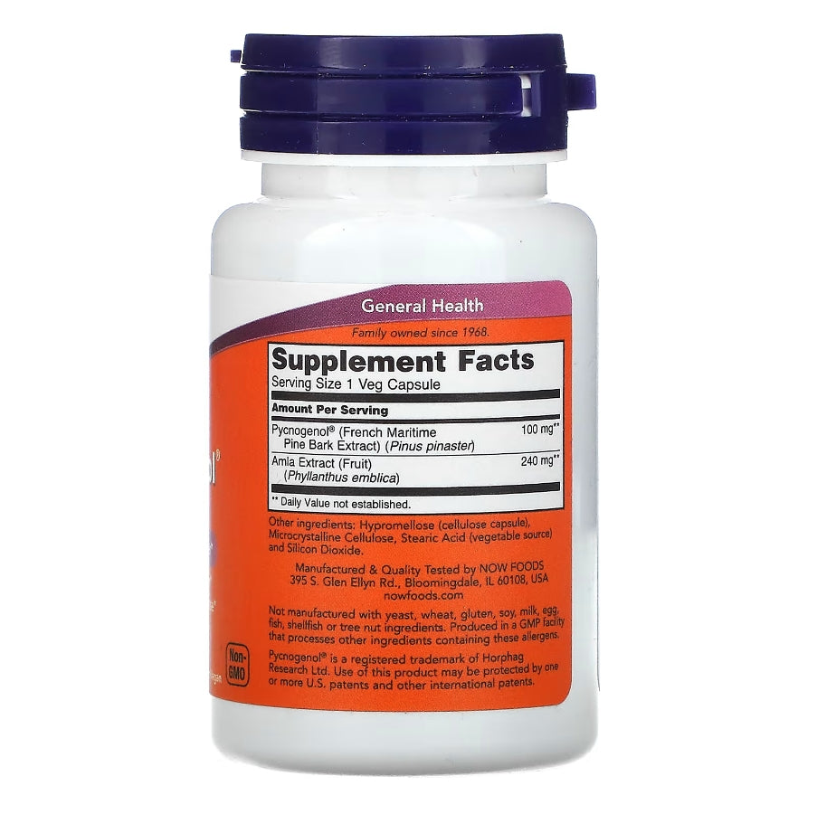 *NOW Foods, Pycnogenol ，100 毫克，60 粒素食膠囊