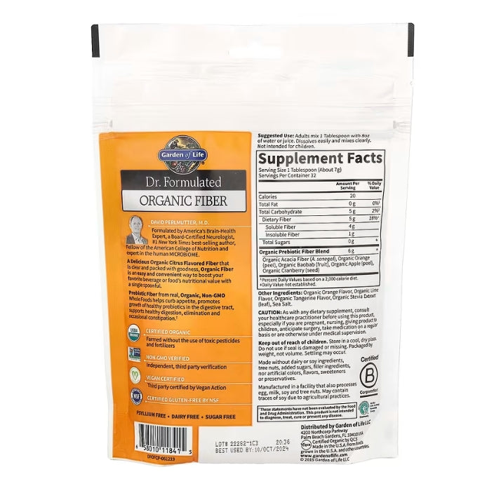 FREE Garden of Life, Dr. Formulated Organic Fiber, Citrus, 7.9 oz (223 g)