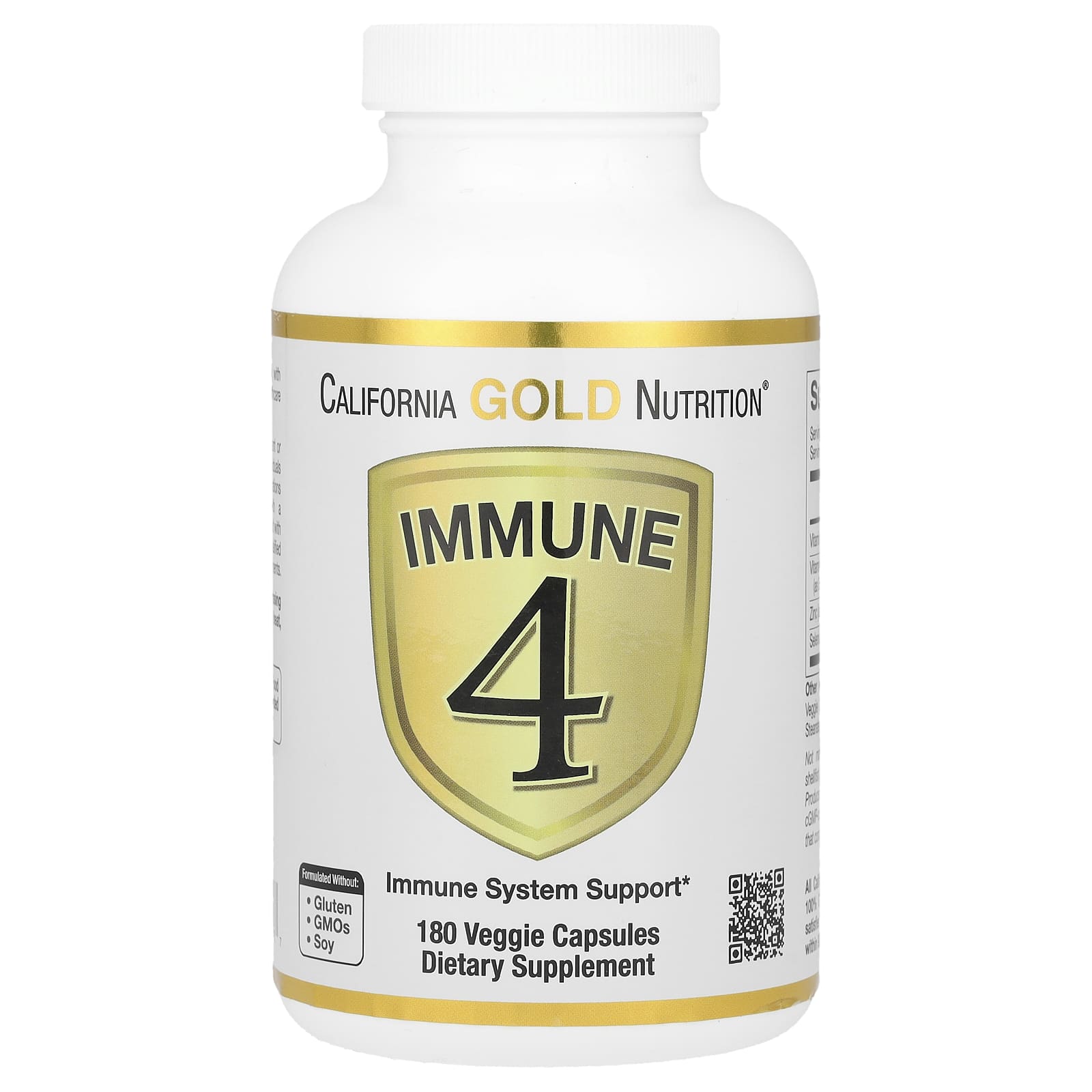 California Gold Nutrition, Immune 4，免疫系統支持，180 粒素食膠囊